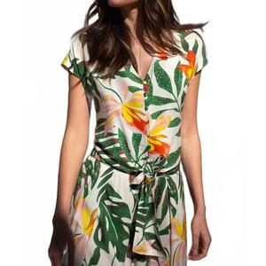 NEW TRIBAL printed tie-hem button-front blouse in koloa